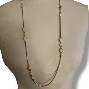 Ann Taylor Polished Stone and CZ Gold Necklace